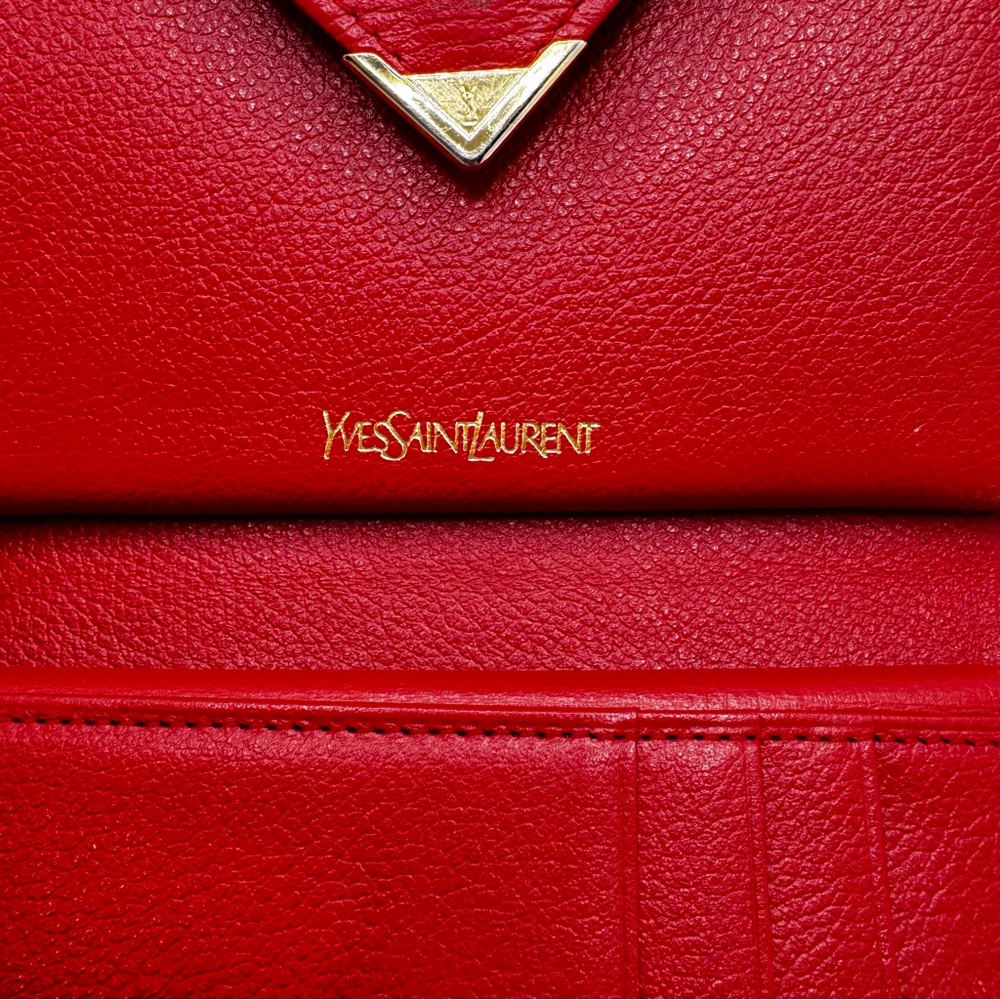 YSL - Saint Laurent- soft leather bright Pink kiss lock wallet - Picture 9 of 16